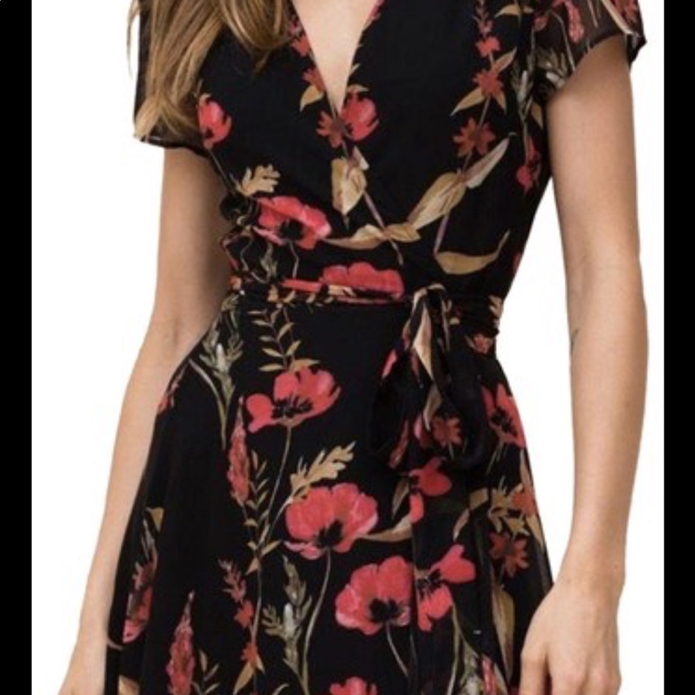 Yumi Kim black floral wrap dress